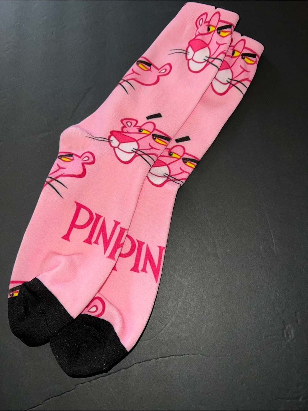 Pink Panther Pattern Pink Crew Socks - woman